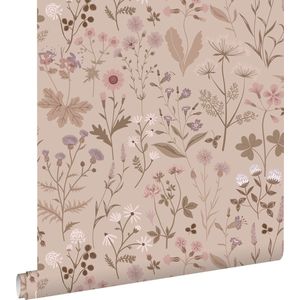 ESTAhome behang veldbloemen oudroze en lila paars - 0.53 x 10.05 m - 139841