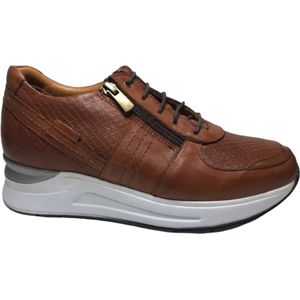 Manlisa mt 36 cognac rits veter snake lederen comfort lederen sneakers W132-2189