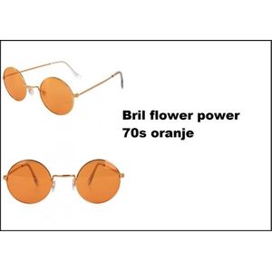 Bril flower power 70s oranje - Uilebril John lennon bril beatles rond 70s and 80s disco peace flower power happy together toppers