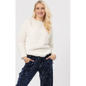 Key Warme Dames Pyjama Fleece Ecru/Blauw LHS 911 40 / L