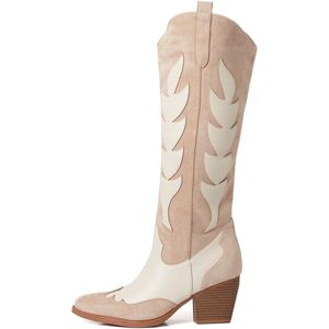 Smile Favorites® Dames Cowboylaarzen Western - Beige - Suedine - Maat 36 -