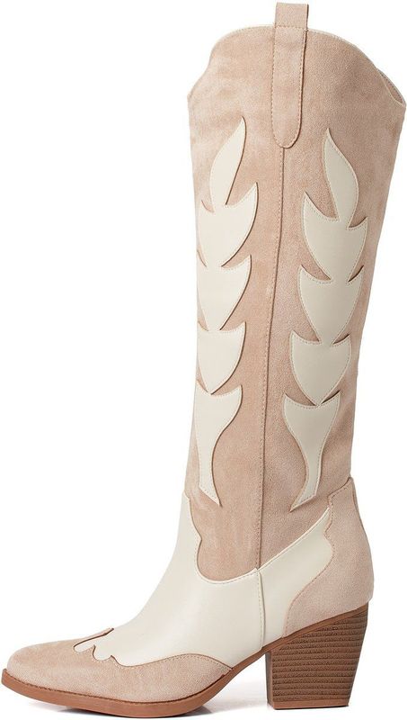 Smile Favorites® Dames Cowboylaarzen Western - Beige - Suedine - Maat 36 -