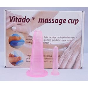 Massage cup, cupping set voor het gezicht, siliconen voor gezicht / faciale cupping, 3.6 cm + tijdelijk 1.5 cm cup gratis KLEUR DONKER ROZE