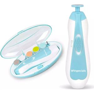 WVspecials® Elektrische Baby NagelKnipper Blauw & Handige Opberg Doos Elektrische Baby nagelschaartje- Baby Nagelknipper - Baby nageltrimmer - Baby Nagelset - Baby Nagelvijl - voor baby - ultra stil (slapend knippen) - Black Friday - Sinterklaas