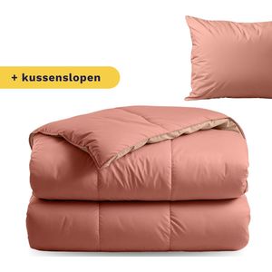 Zelesta® Premiumbed Salmon & Peach 200x200 - Dekbed zonder overtrek - 30 dagen proefslapen - Donzen dekbed - Wasbaar hoesloos dekbed - Bedrukt dekbed - Percal katoen dekbed - All Year Winterdekbed & Zomerdekbed