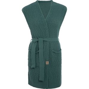 Knit Factory Luna Gebreide Gilet - Gebreid vest zonder mouwen - Mouwloos dames vest - Mouwloze groene cardigan - Laurel - 40/42