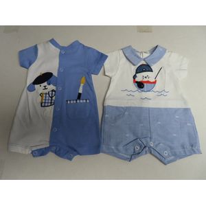 Combi Kort - 2 Pack - Jongens - Wit / blauw - 1 maand 56