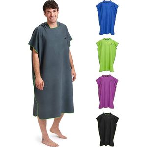 Badponcho van microvezel, voor dames en heren, compact en zeer licht; surfponcho, verhuishulp, handdoek en omkleedhulp op het strand, grijs, l