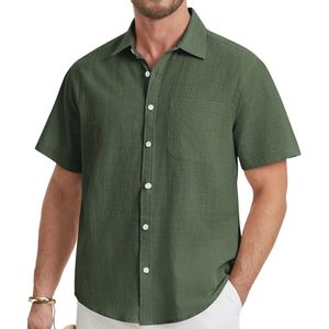 Linnen herenoverhemden met korte mouwen voor casual zomer stijl