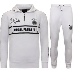 Heren Trainingspak - Double Line Signed - Wit / Zwart