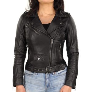 Versano Dakota Leren Dames Bikerjack Dames Jas S - Zwart