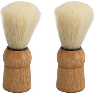 Set Van 2 Houten Handvat Scheerkwasten - Professionele Synthetische Baardborstels Voor Veilig Scheerschuim In Thuissalon