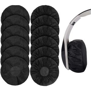 Elastische Hygienehoesjes hoofdtelefoon - 100 stuks - niet-geweven stof hoofdtelefoon covers - vervangende Hygienehoesjes hoofdtelefoon - elastisch stretch - universeel - cover hoes 11cm - voor thuis, sport en kantoor - Zwart