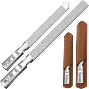 AdroitGoods Roestvrijstalen Nagelvijl set – 2 stuks – Dubbelzijdig – Met Luxe Opberghoes