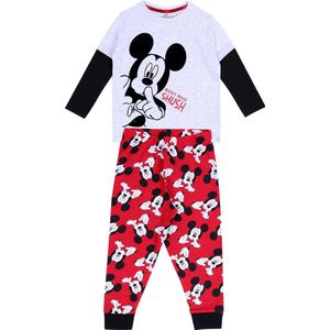 DISNEY Mickey Mouse - Rood-Grijze Pyjama met Lange Mouwen