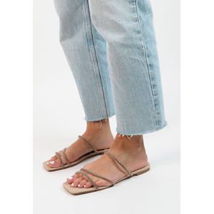 Sacha - Dames - Beige sandalen met strass bandjes - Maat 39