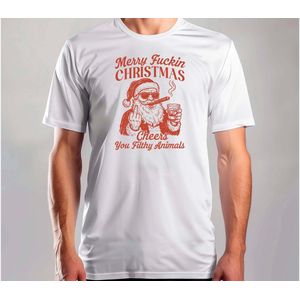 Merry fucking christmas cheer you filthy animals - T Shirt - MerryChristmas - ChristmasVibes - Funny - Sarcasm - VrolijkKerstfeest - Kerstmis - Grappig - Sarcasme