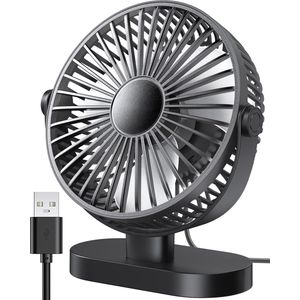 YONO Tafelventilator - USB Ventilator voor Tafel of Bureau - Kantelbaar - 3 Snelheden - Zwart