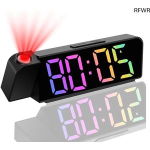 RFWR® Digitale Projectiewekker met 180° Projector en USB-oplaadpoort voor Slaapkamer