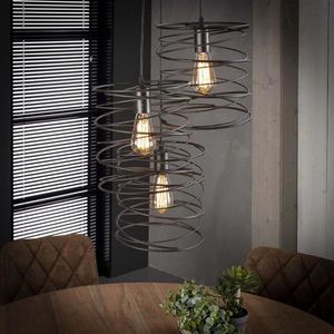 Crea Hanglamp 3x curl getrapt / Charcoal - Industrieel lampen  - Design Plafond lamp