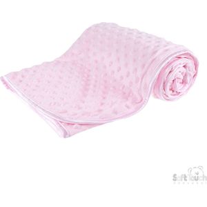 Soft Touch babydeken roze nopjes - Fleecedeken baby - Deken roze