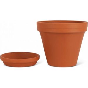 Terracotta Bloempot met Schotel - Oranje - Ø33 cm - H:27 cm - Plantenpot Terracotta - Bloempot Buiten