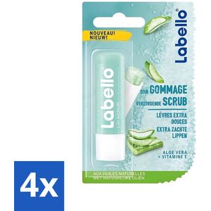 Labello - Verzorgende Lipscrub - Aloe Vera - Exfoliërend & Hydraterend - 4.8 g - Voordeelverpakking - 4 stuks