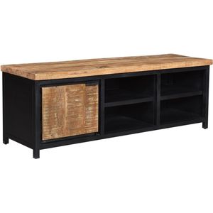 Tv meubel met 1 deur 160x40x50 cm mangohout en metaal