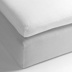 Yellow Percale Hoeslaken - Lits-jumeaux - Percale - 180x210-220cm - Wit