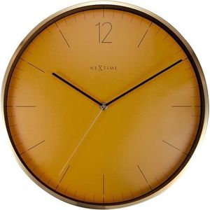 Wandklok Nextime - diameter  34 cm - Glas/ Metaal - Aluminium wit - ""Essential Gold"" NE-3252FM