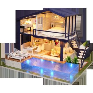 Premium Miniatuur XXL bouwpakket - Bouwpakket - Voor Volwassenen (14+) - Modelbouwpakket - DIY - Poppenhuis – incl. Led Licht, Muziek en bescherming - Swimming Resort