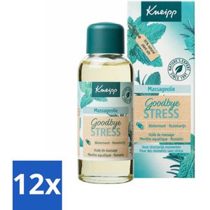12 x Kneipp - Massageolie - Goodbye Stress - Watermunt & Rozemarijn - 100 ml - Massageolie - Ontspanning - Stressvermindering - Rozemarijn - Watermunt