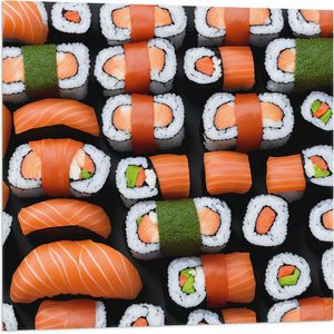 Vlag - Patroon van Verse Japanse Sushi - 80x80 cm Foto op Polyester Vlag