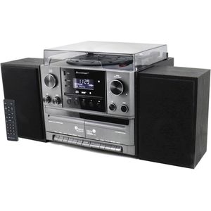 Stereo-installatie met platenspeler, DAB+ radio, CD-speler, USB, Bluetooth, en digitalisering