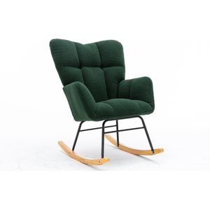 Merax Moderne Schommelstoel - Schommelstoel in Teddy Stof - Mid Century Fauteuil - Groen