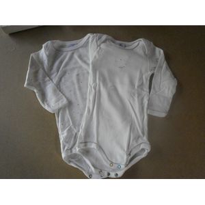 Petit Bateau - 2Pack - Body - Romper met lange mouw - Unie - 1jaar 74