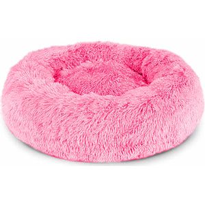 Fluffy Donut Hondenmand - Fel Roze - 80 CM - Slaapbed - Hondenkussen