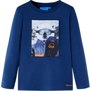 vidaXL - Kindershirt - met - lange - mouwen - 104 - jeansblauw