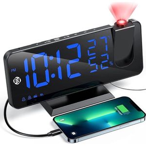 Equivera Wekkerradio - Wekkerradio - Klokradio - Digitale Wekker - Projectiewekker - USB-Oplaadpoort - Slaaptimerfunctie
