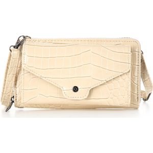 Michelle Bags & Accessories - festival tasje - compact schoudertas - crossbody tas - dames - cadeautip - beige - crocoprint