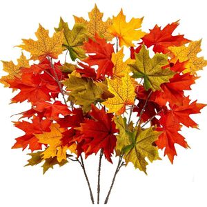 94cm Fluwelen Kunstmatige Esdoornbladeren Takken - Lange Stengel Herfst Bladeren - Stam Herfst Fake Esdoornstruiken - Faux Esdoornblad - Herfst Decoraties - Tafel Middenstuk - Thanksgiving