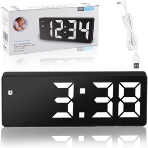 Digitale wekker met spiegel-LED-display en snoozefunctie voor kantoor en slaapkamer