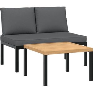 vidaXL 2-delige Loungeset aluminium zwart