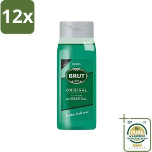Brut - Douchemiddel - All in One Haar en Body - Original - Verzorgend & Verfrissend - 500ml - Voordeelverpakking - 12 stuks - Haar en lichaam - Brut Original