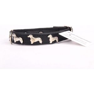 Dog's Companion Leren Halsband - Teckel - Lengte: 45 cm Verstelbaar van 35-41 cm x 20 mm - Zwart