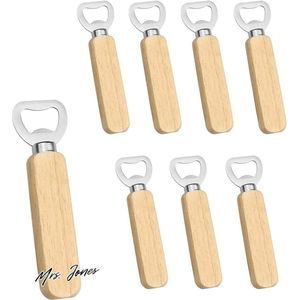 Mrs. Jones 8-pack houten flesopener - cadeau voor mannen en bierliefhebbers met handvat van hout .