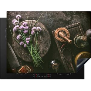 KitchenYeah inductie beschermer 71x52 cm - Kruiden - Stilleven - Kookplaataccessoires - Afdekplaat voor kookplaat - Anti slip mat - Keuken decoratie inductieplaat industrieel - Inductiebeschermer - Inductiemat - Beschermmat voor fornuis