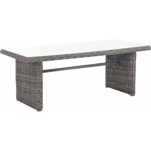 Glastafel deluxe - Tuintafel rotan wicker - Eettafel - Buitentafel - Salontafel - Grijs - 199cm