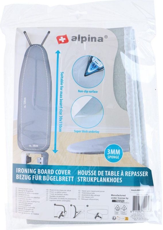 Alpina - Strijkplankhoes - Grijs - Textiel - Universeel