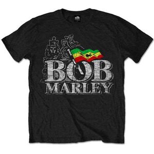 Bob Marley - Distressed Logo Heren T-shirt - XXL - Zwart